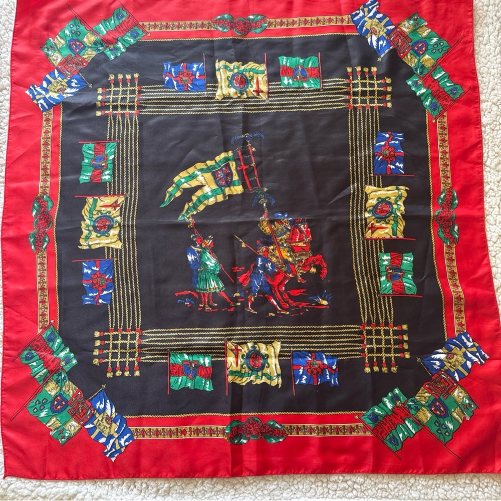 Elegant Red and Black Scarf Silk